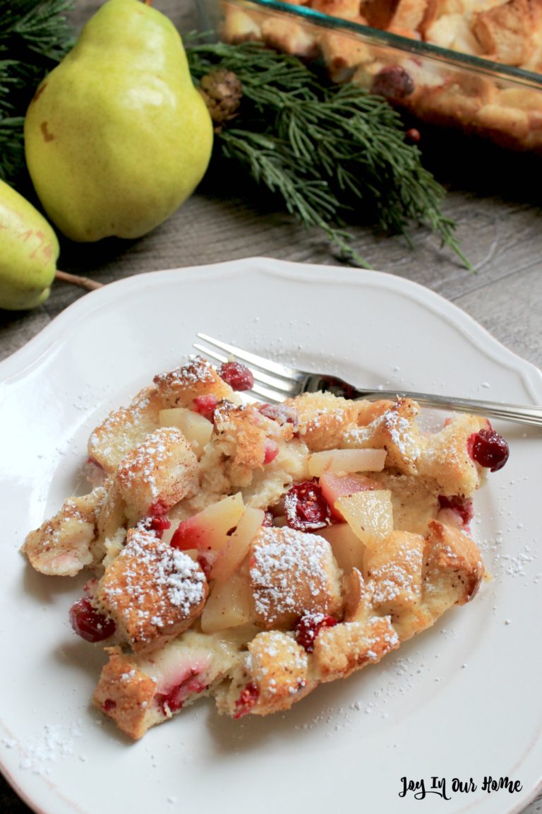 Cranberry Pear French Toast With Vanilla Cream Sauce Joy In Our Home